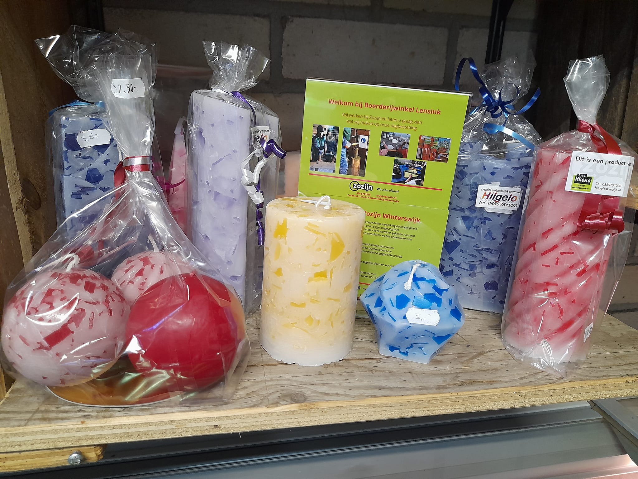 Nu ook Kaarsen van Zozijn dagbesteding Hilgelobij Boerderijwinkel Lensink.
